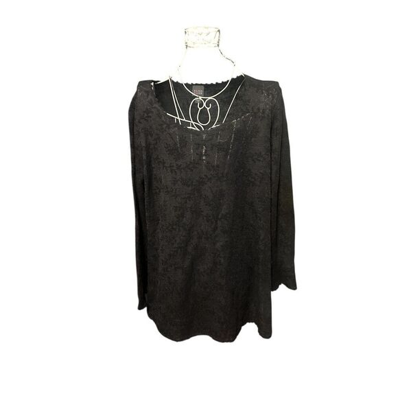 Eileen Fisher Tops - Eileen Fisher Floral Wool Blend Tunic Top Black Tunic Size‎ XL GOOD CONDITION